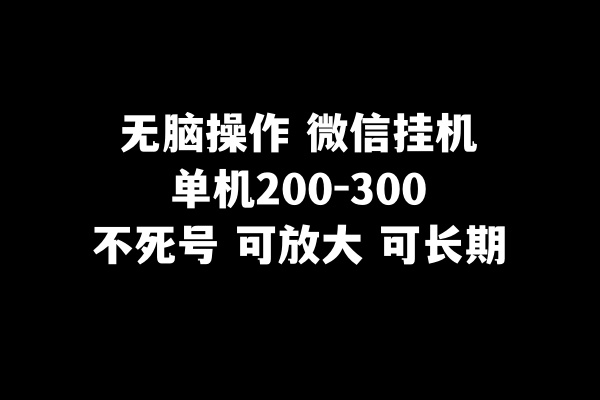 无脑操作微信挂机单机200-300一天，不死号，可放大-讯领网创