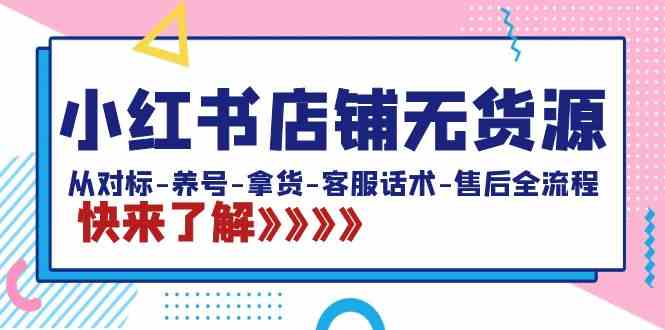 小红书店铺无货源：从对标-养号-拿货-客服话术-售后全流程（20节课）-讯领网创