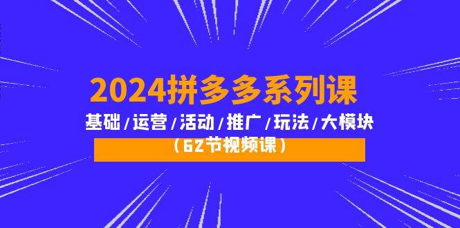 （10019期）2024拼多多系列课：基础/运营/活动/推广/玩法/大模块（62节视频课）-讯领网创