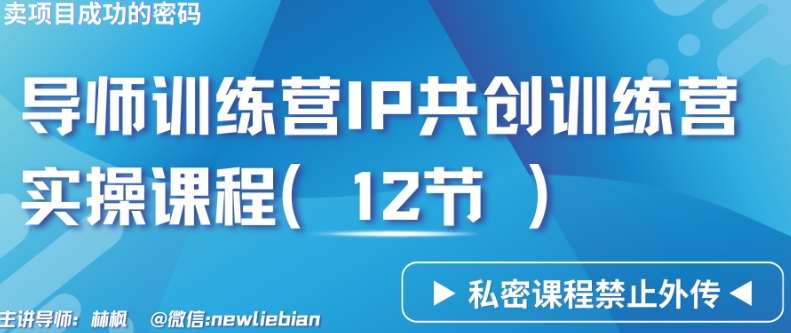 导师训练营3.0IP共创训练营私密实操课程（12节）-卖项目的密码成功秘诀【揭秘】-讯领网创