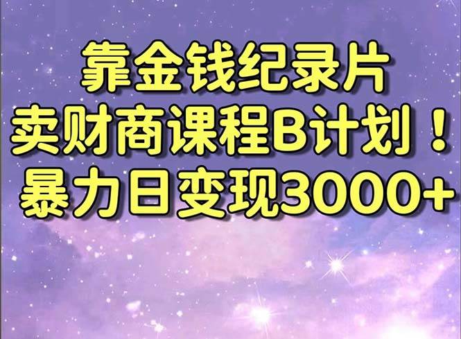 （8944期）靠金钱纪录片卖财商课程B计划！暴力日变现3000+，喂饭式干货教程！-讯领网创