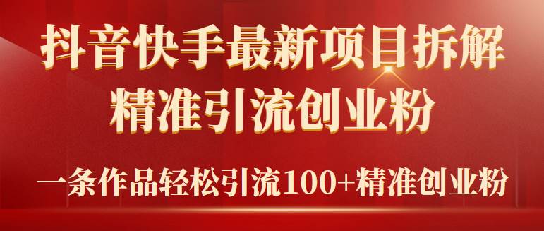 2024年抖音快手最新项目拆解视频引流创业粉，一天轻松引流精准创业粉100+-讯领网创