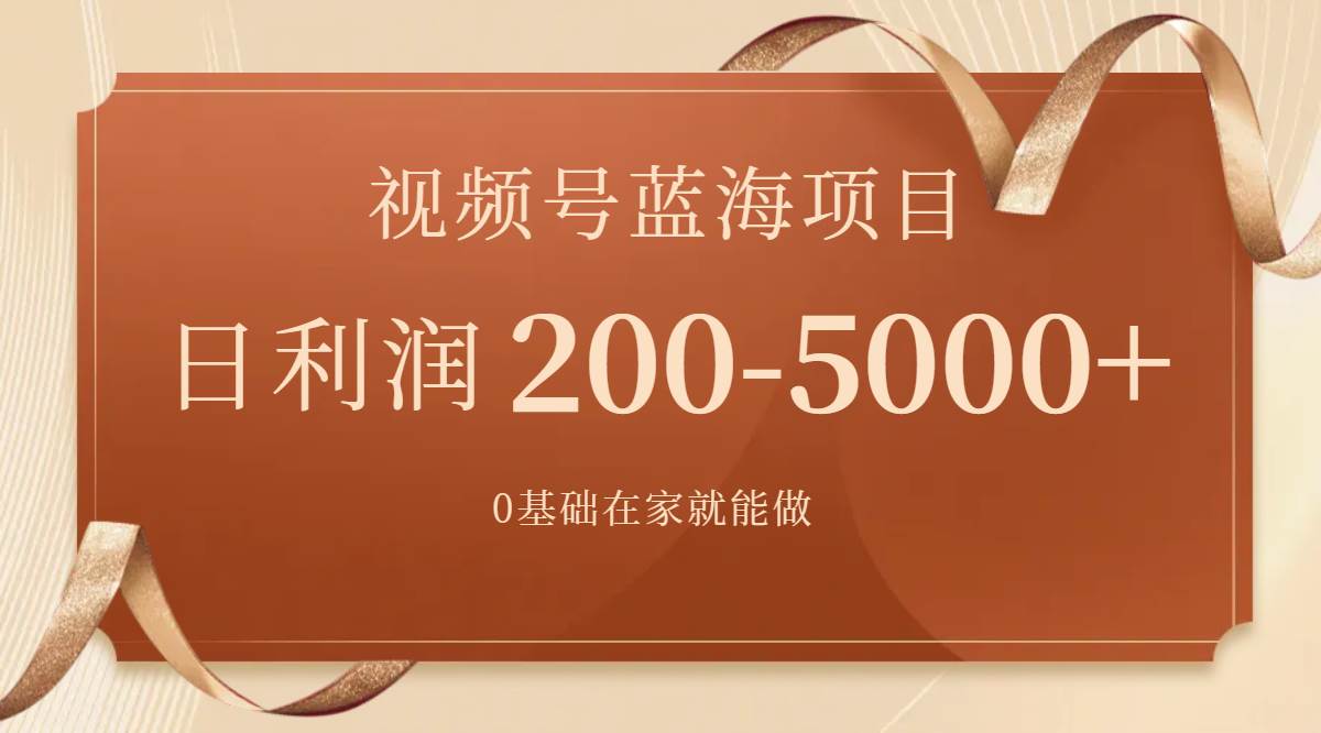 视频号蓝海项目，0基础在家也能做，一天200-5000+【附266G资料】-讯领网创