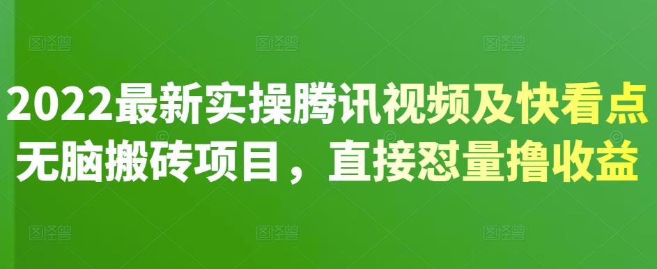 2022最新实操腾讯视频及快看点无脑搬砖项目，直接怼量撸收益-讯领网创