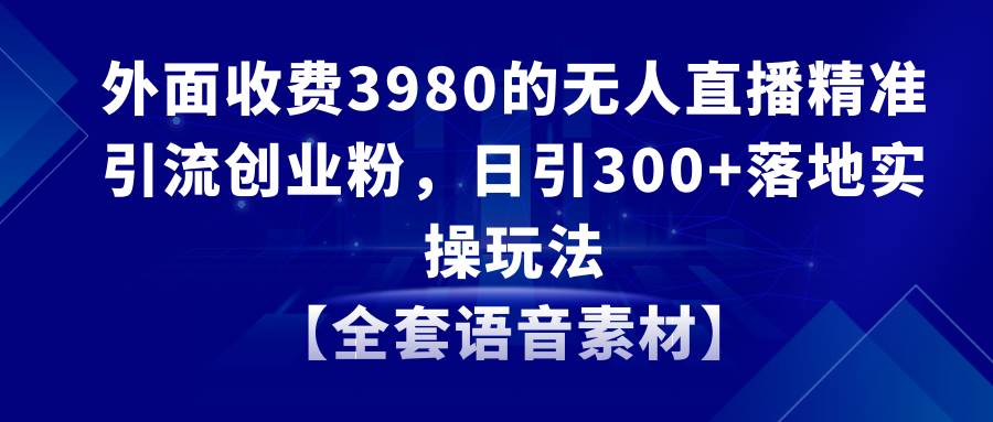 无人直播精准引流创业粉，日引300+落地实操玩法【全套语音素材】-讯领网创