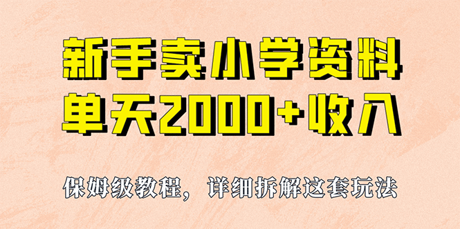 我如何通过卖小学资料，实现单天2000+，实操项目，保姆级教程+资料+工具-讯领网创