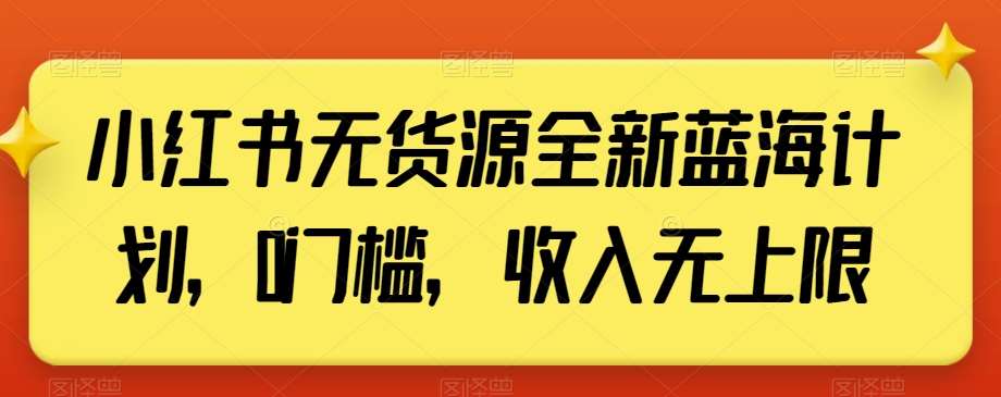 小红书无货源全新蓝海计划，0门槛，收入无上限【揭秘】-讯领网创