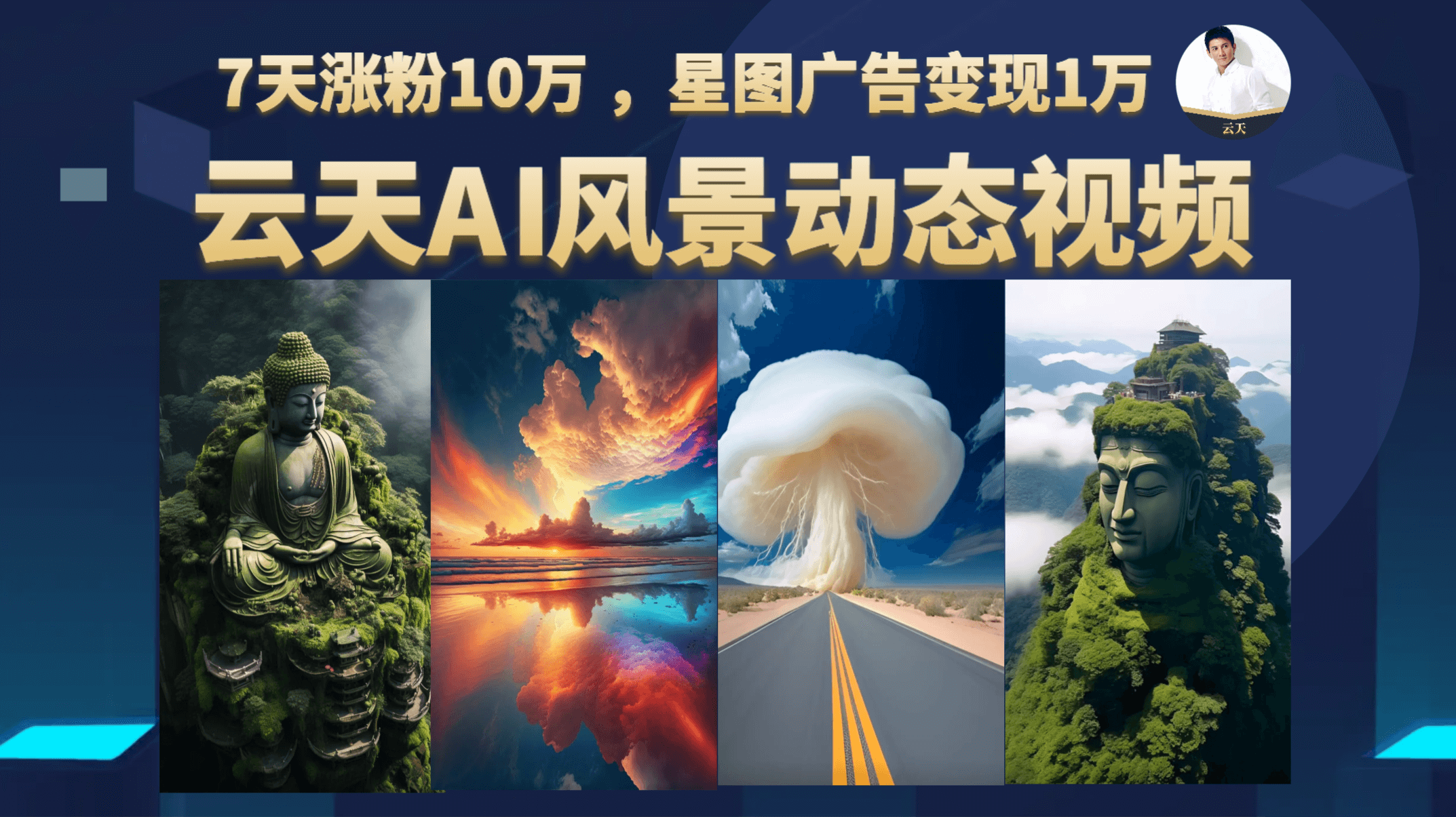 云天AI风景动图视频制作，7天涨粉10万 ，星图广告变现1万-讯领网创