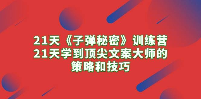 （10210期）21天《子弹秘密》训练营，21天学到顶尖文案大师的策略和技巧-讯领网创