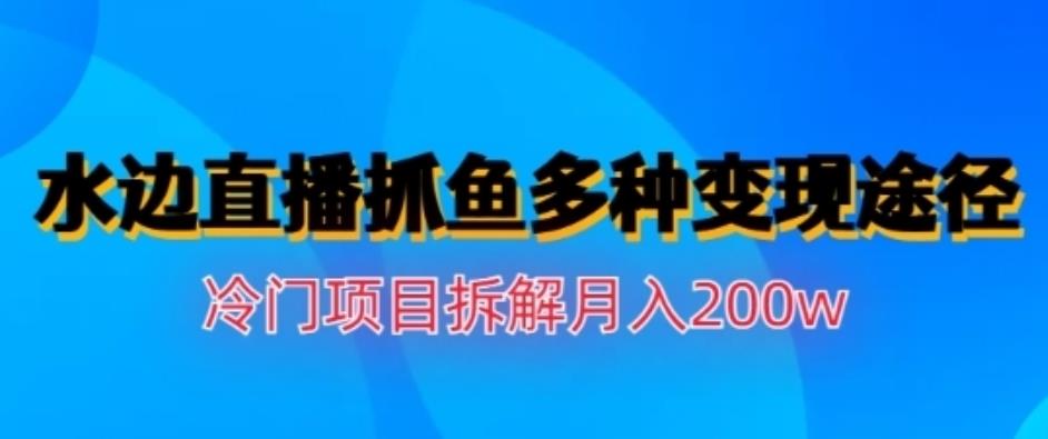 水边直播抓鱼，多种变现途径冷门项目，月入200w拆解【揭秘】-讯领网创