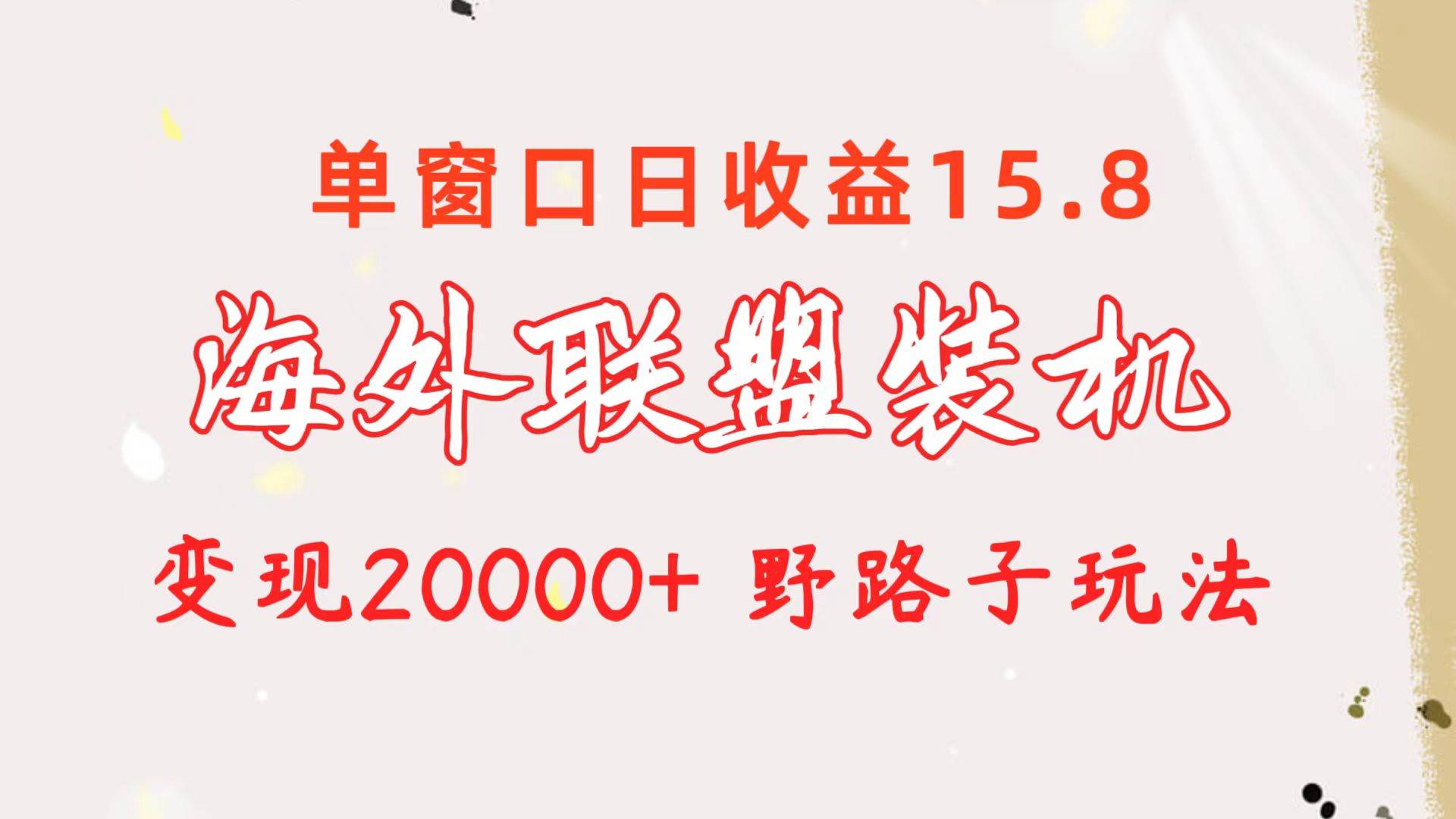 （10475期）海外联盟装机 单窗口日收益15.8  变现20000+ 野路子玩法-讯领网创