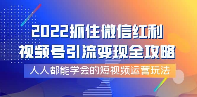 2022抓住微信红利，视频号引流变现全攻略，人人都能学会的短视频运营玩法-讯领网创