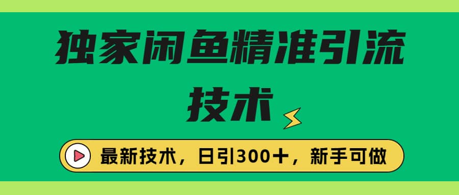 独家闲鱼引流技术，日引300＋实战玩法-讯领网创