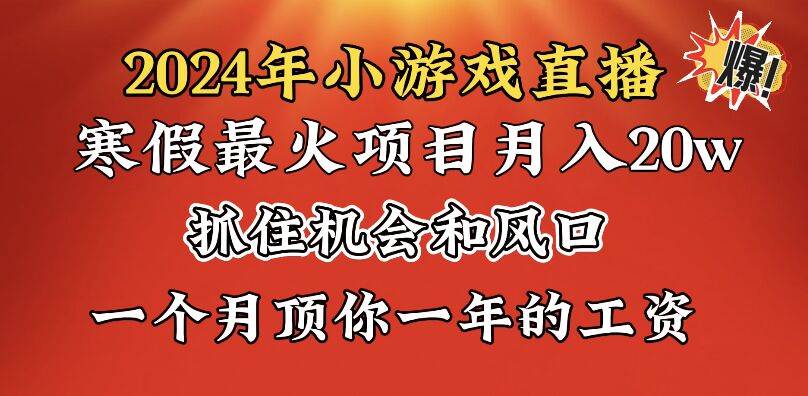 2024年寒假爆火项目，小游戏直播月入20w+，学会了之后你将翻身-讯领网创