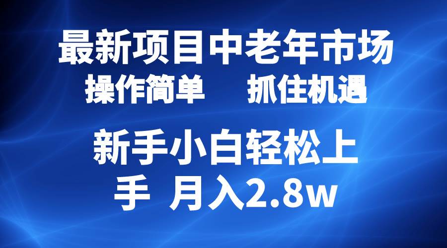 2024最新项目，中老年市场，起号简单，7条作品涨粉4000+，单月变现2.8w-讯领网创