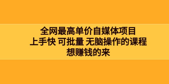 全网最单高价自媒体项目：上手快 可批量 无脑操作的课程，想赚钱的来-讯领网创