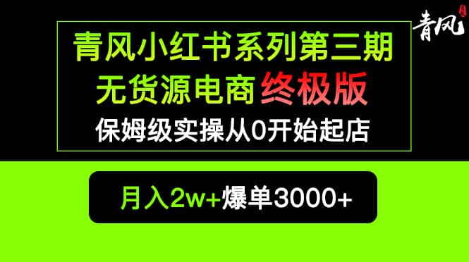 小红书无货源电商爆单终极版【视频教程+实战手册】保姆级实操从0起店爆单-讯领网创