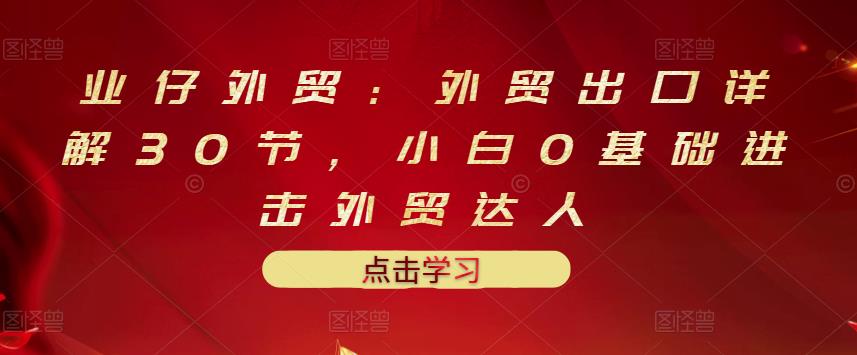 业仔外贸：外贸出口详解30节，小白0基础进击外贸达人 价值666元-讯领网创