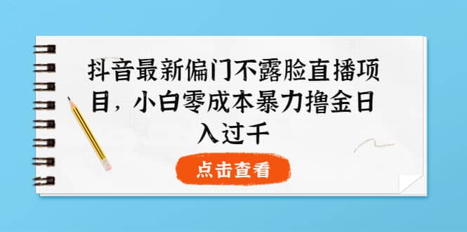 抖音最新偏门不露脸直播项目，小白零成本暴力撸金日入1000+-讯领网创