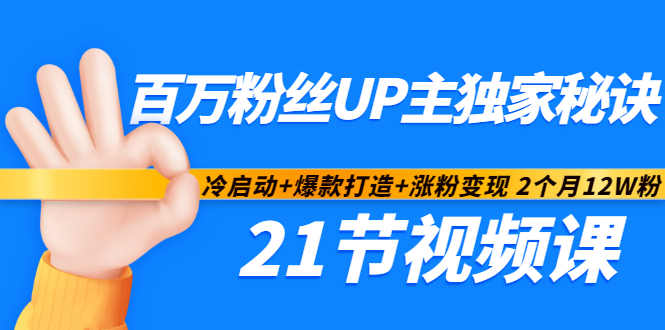 百万粉丝UP主独家秘诀：冷启动+爆款打造+涨粉变现2个月12W粉（21节视频课)-讯领网创