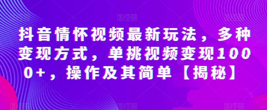 抖音情怀视频最新玩法，多种变现方式，单挑视频变现1000+，操作及其简单【揭秘】-讯领网创