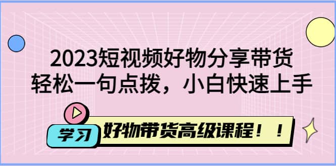 2023短视频好物分享带货，好物带货高级课程，轻松一句点拨，小白快速上手-讯领网创