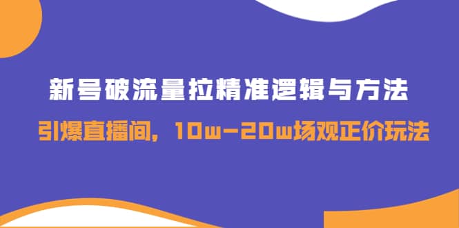 新号破流量拉精准逻辑与方法，引爆直播间，10w-20w场观正价玩法-讯领网创