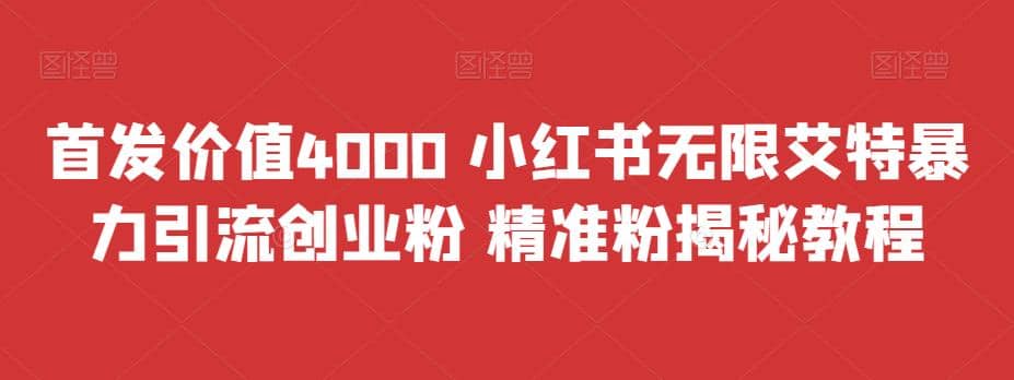 首发价值4000 小红书无限艾特暴力引流创业粉 精准粉揭秘教程-讯领网创