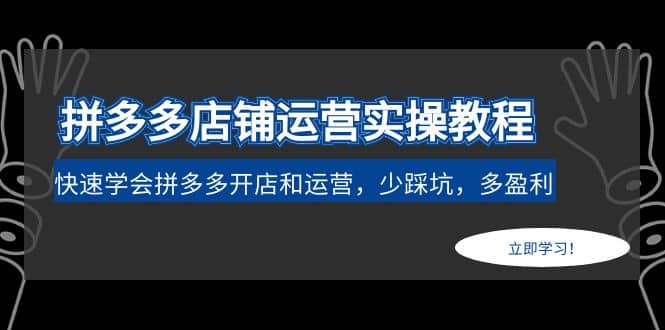 拼多多店铺运营实操教程：快速学会拼多多开店和运营，少踩坑，多盈利-讯领网创