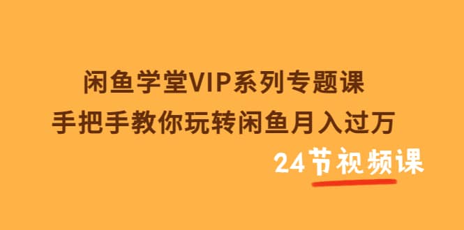 闲鱼学堂VIP系列专题课：手把手教你玩转闲鱼月入过万（共24节视频课）-讯领网创