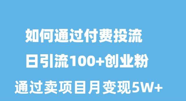 如何通过付费投流日引流100+创业粉月变现5W+-讯领网创