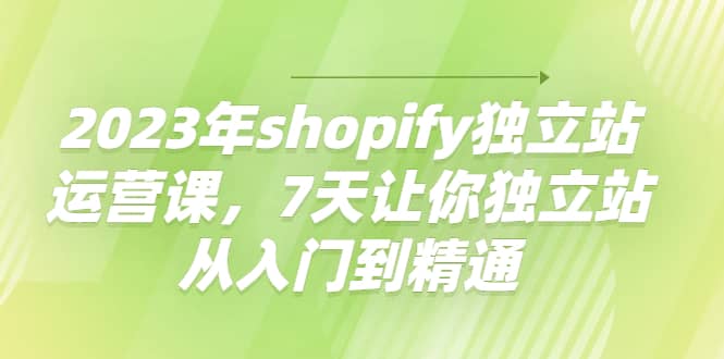 2023年shopify独立站运营课，7天让你独立站从入门到精通-讯领网创