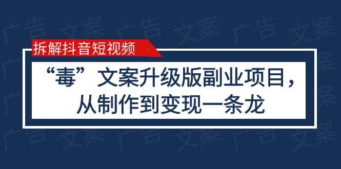 拆解抖音短视频：“毒”文案升级版副业项目，从制作到变现（教程+素材）-讯领网创