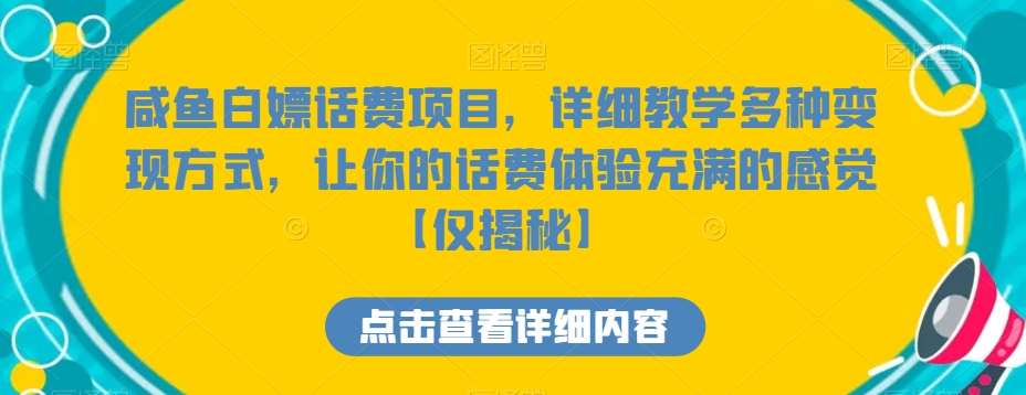 咸鱼白嫖话费项目，详细教学多种变现方式，让你的话费体验充满的感觉【仅揭秘】-讯领网创