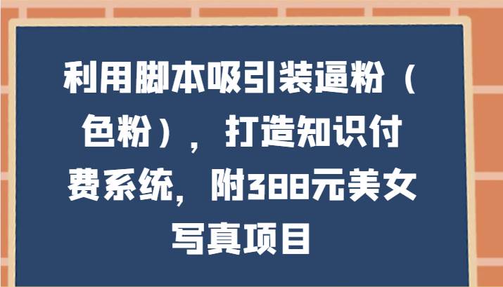 利用脚本吸引装逼粉（色粉），打造知识付费系统，附388元美女写真项目-讯领网创