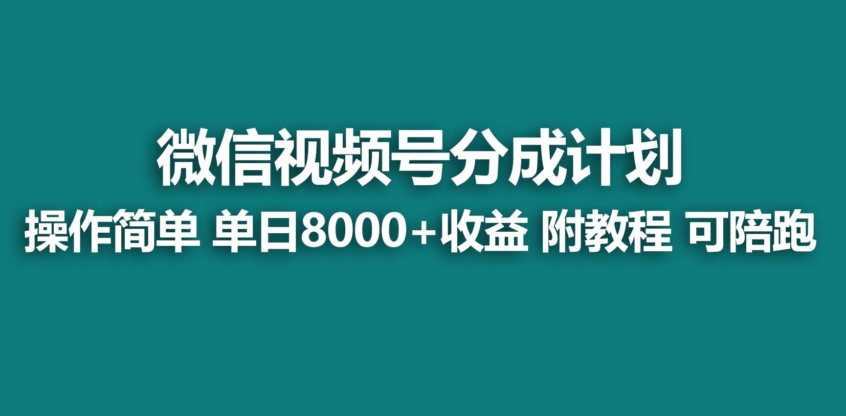 （9087期）【蓝海项目】视频号分成计划，快速开通收益，单天爆单8000+，送玩法教程-讯领网创