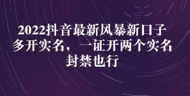 2022抖音最新风暴新口子：多开实名，一整开两个实名，封禁也行-讯领网创