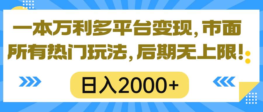 （10311期）一本万利多平台变现，市面所有热门玩法，日入2000+，后期无上限！-讯领网创