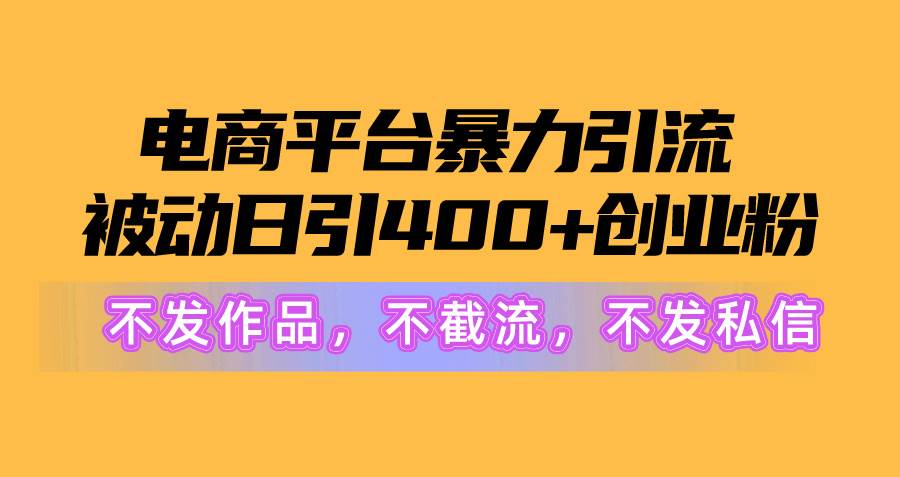 （10168期）电商平台暴力引流,被动日引400+创业粉不发作品，不截流，不发私信-讯领网创