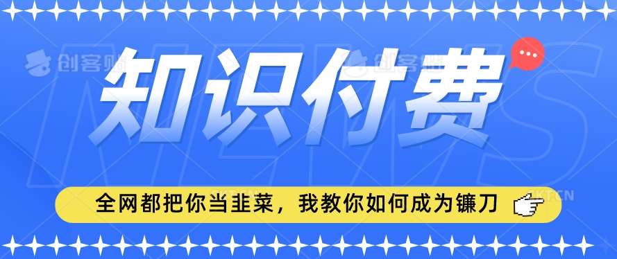 2024最新知识付费项目，小白也能轻松入局，全网都在教你做项目，我教你做镰刀【揭秘】-讯领网创