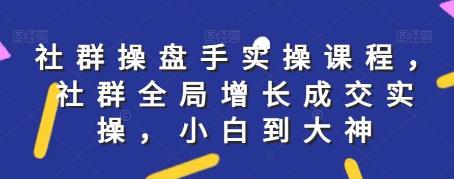 社群实操课程，社群全局增长成交实操，小白到大神-讯领网创