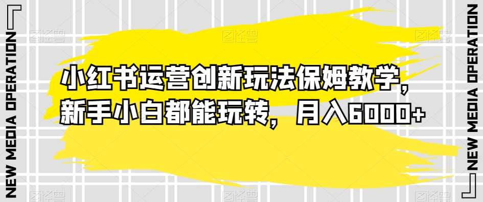 小红书运营创新玩法保姆教学，新手小白都能玩转，月入6000+【揭秘】-讯领网创