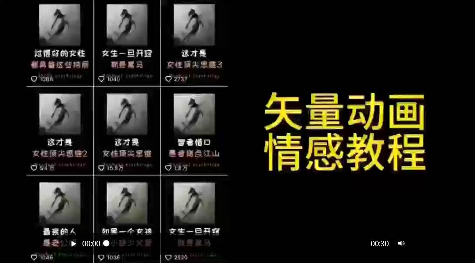 （9334期）矢量动画情感教程：高点赞涨粉，适合情感、思维、创业教育等赛道-讯领网创