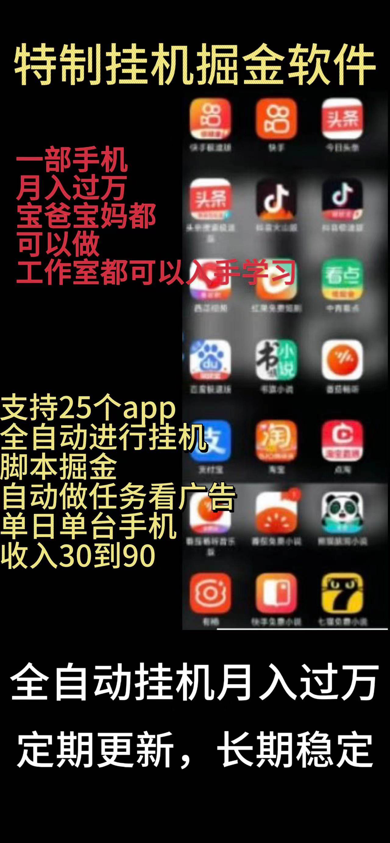 靠挂机月入过万，纯挂机适合宝爸宝妈学生党操作，24小时无脑挂机单机一…-讯领网创