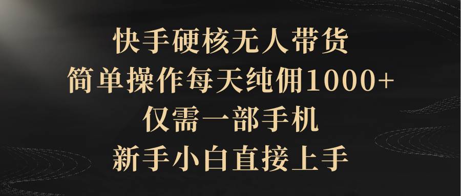 （9862期）快手硬核无人带货，简单操作每天纯佣1000+,仅需一部手机，新手小白直接上手-讯领网创