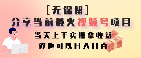 无保留分享当前最火视频号项目，当天上手实操拿收益，你也可以日入几百-讯领网创