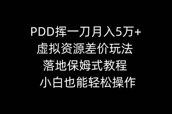 PDD挥一刀月入5万+，虚拟资源差价玩法，落地保姆式教程，小白也能轻松操作-讯领网创