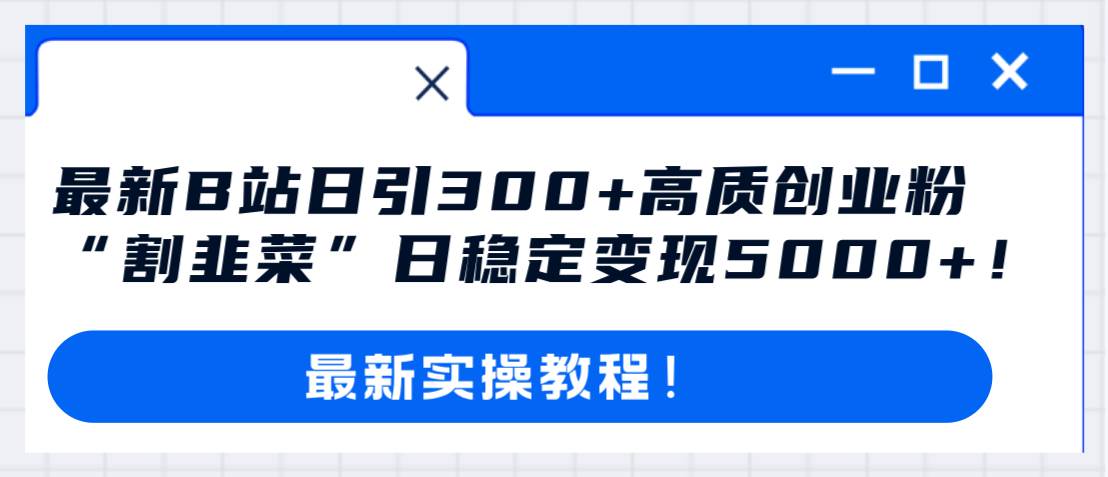 最新B站日引300+高质创业粉教程！“割韭菜”日稳定变现5000+！-讯领网创