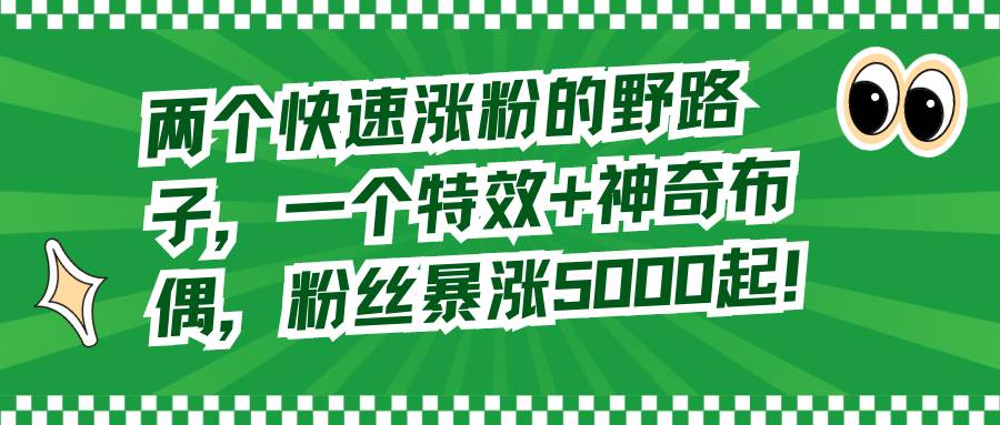 （8606期）两个快速涨粉的野路子，一个特效+神奇布偶，粉丝暴涨5000起！-讯领网创