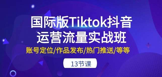 国际版Tiktok抖音运营流量实战班：账号定位/作品发布/热门推送/等等-13节-讯领网创